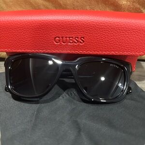 Guess Black Sunglasses with Bold Red Case